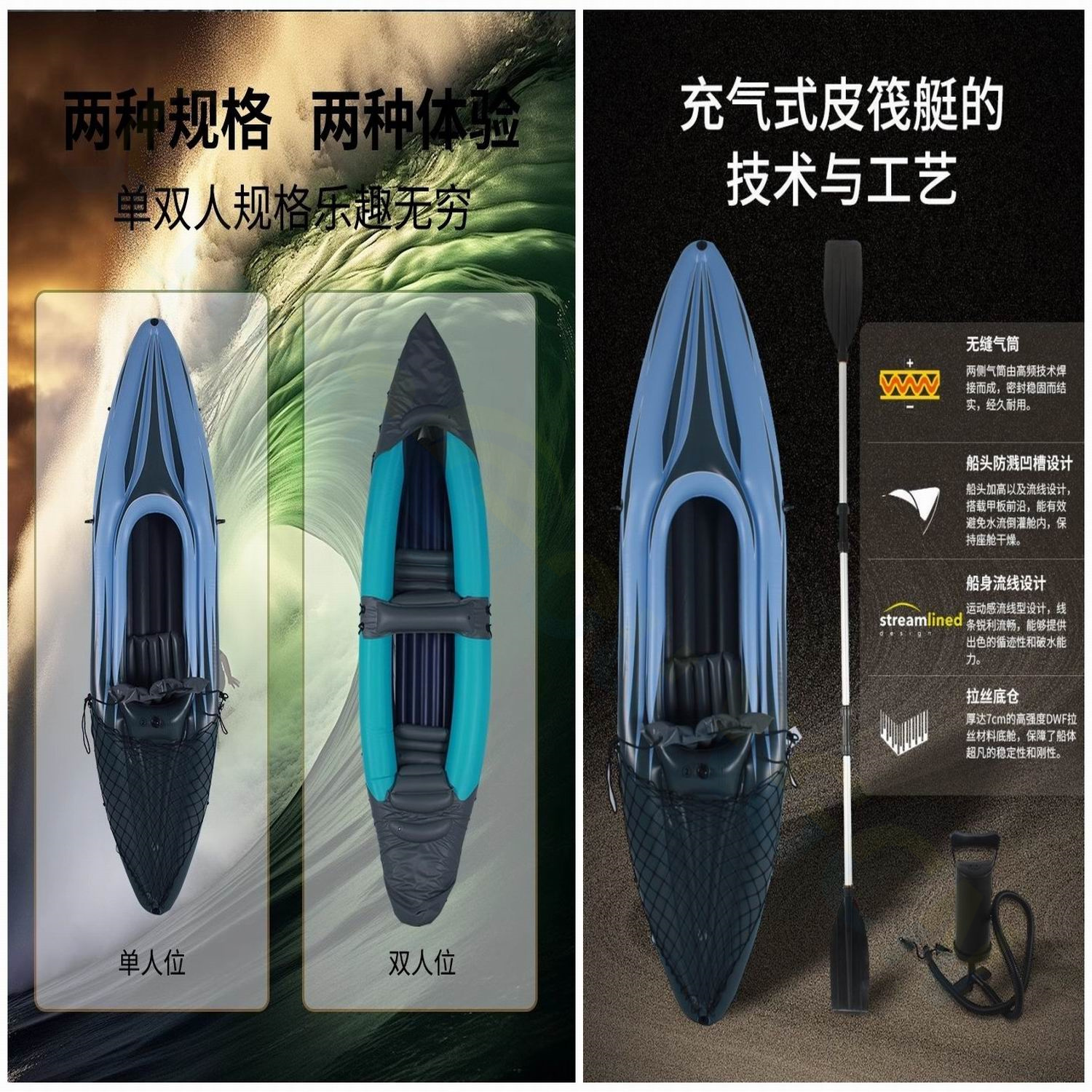 PVC Inflatable Kayak Canoe 1 P - огляд і ціна Fishing Kayak Inflatable