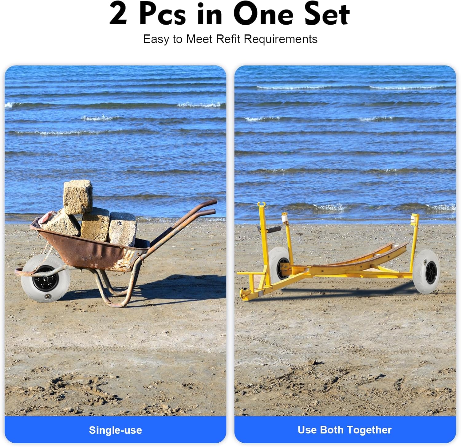 Beach Balloon Wheels 2 Pack 9  - огляд і ціна Fishing Kayak Cart